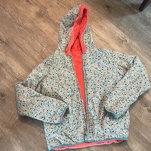Hanna Andersson Reversible Jacket Girls 150 CM 12/14. Salmon/Aqua